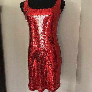 Red sequin dress